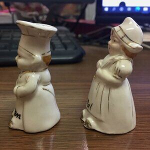 Vintage Chefs Borden Nel Salt and Pepper Shaker Made in Japan *Missing Stoppers*